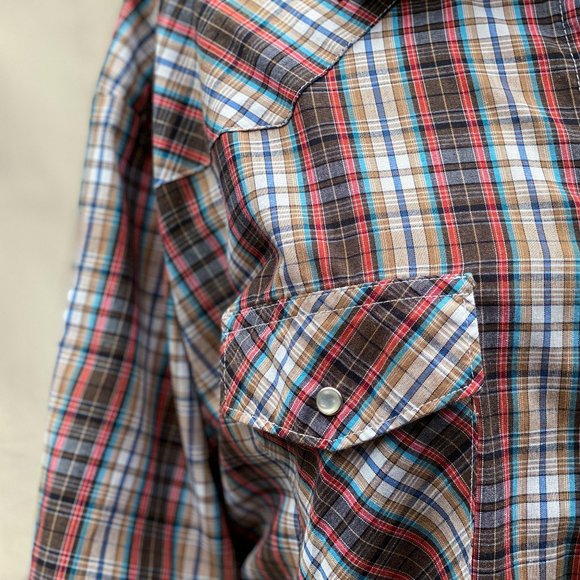 Vintage Wrangler Pearl Snap Short Sleeve Mens L - Picture 3 of 10